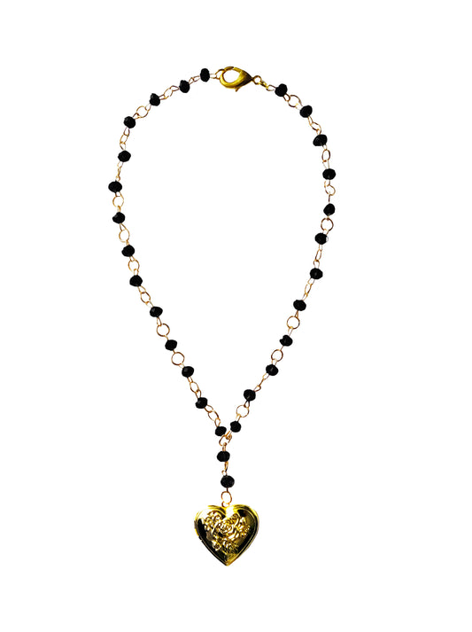 Gold Black Sweetheart Necklace