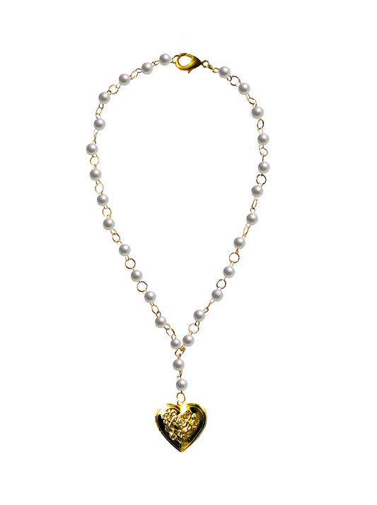 Gold Pearl Sweetheart Necklace