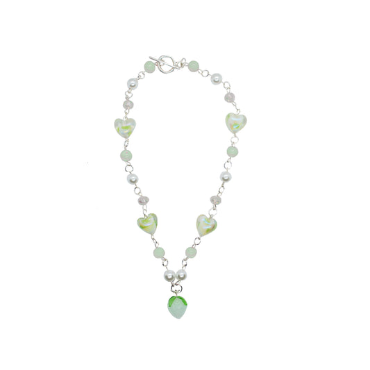 Green strawberry fields necklace